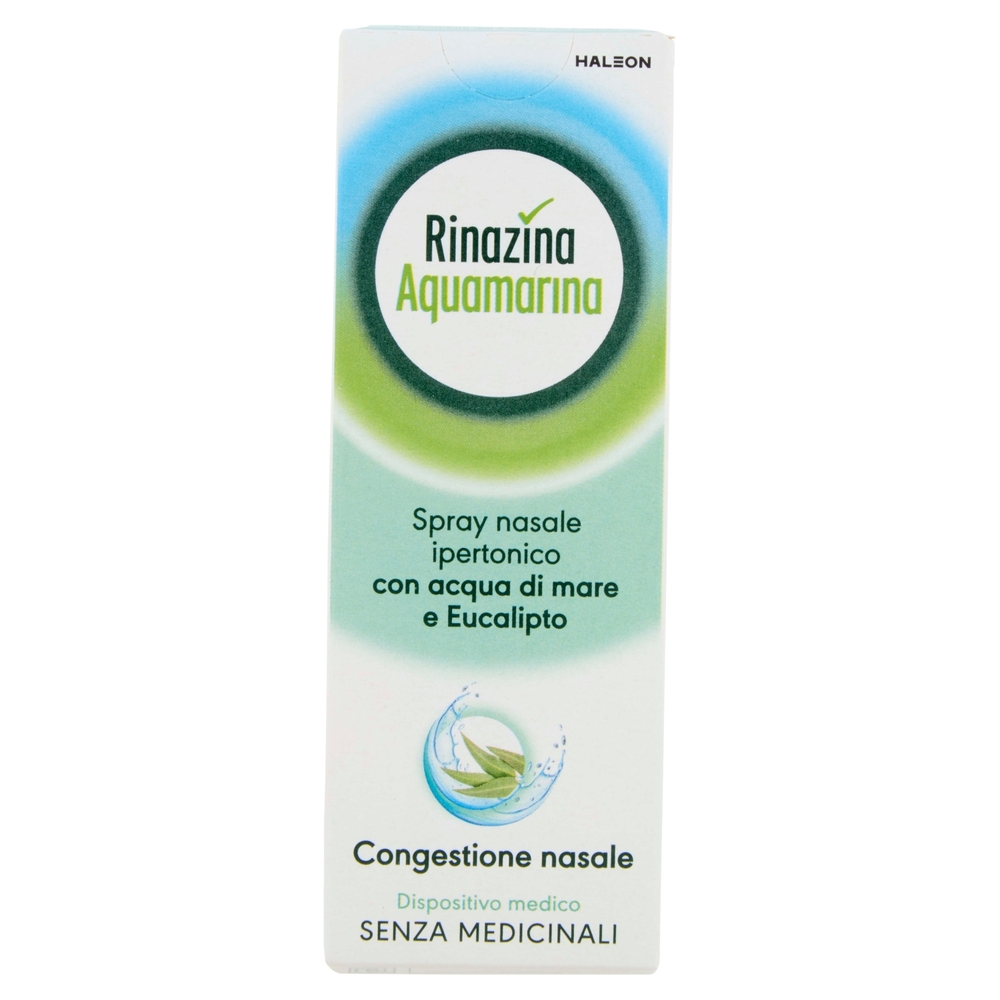 Rinazina aquamarina spray nasale decongestionale ipertonico sollievo naso chiuso e raffreddore 20ml